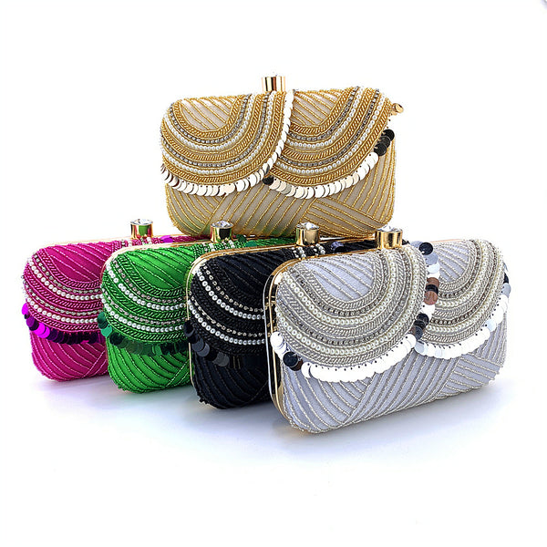 Sequins and Jewelry! Luxury Shine Mini Size Clutch Bag with Jewelry, Club Clutch Bag, Night Dinner Event handbag