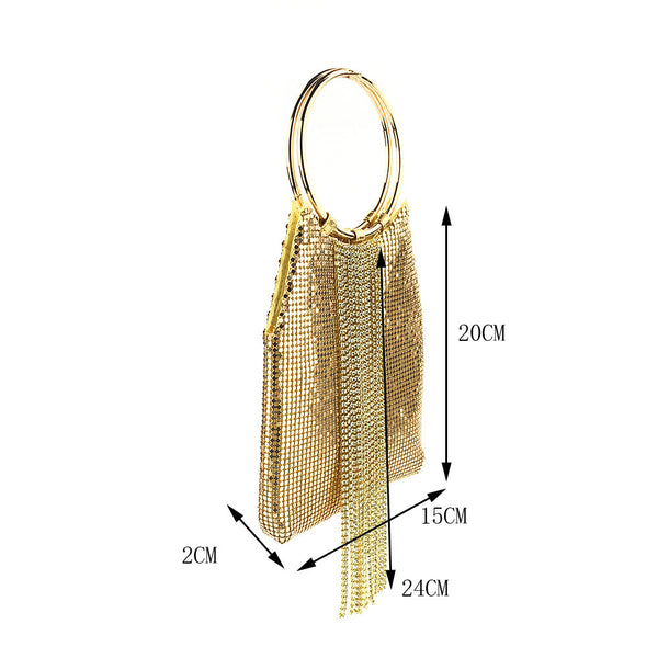 Metallic Tassels! Shine Mini Size Phone Handbag, Club Bag, Night Dinner Event handbag