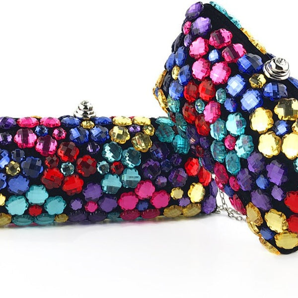 Big Color Gems! Luxury Mini Size Phone Bag with Jewelry, Club Clutch Bag, Wedding Event handbag - KellyModa Store