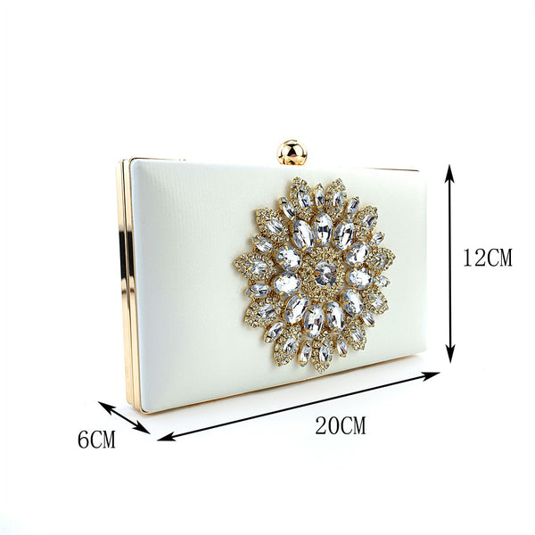 White Clutch Box! Luxury Gems Pattern Mini Size Phone Bag with Jewelry, Club Clutch Bag, Night Dinner Event handbag