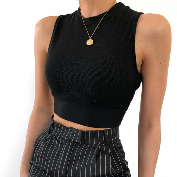Sexy Ribbed Backless Crop Tank Top ! Basic Sleeveless Crop Top Cyber Fashion 2201