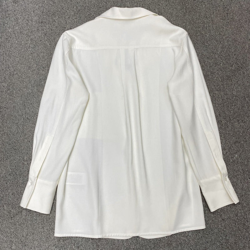 Minimal Loose Fitting Silk Blouse Shirt ! Chic Style Office Shirt Top Office Fashion 2402