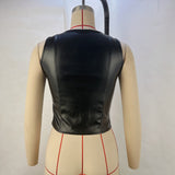 Hardcore Laced-up Leather Vest Crop Top! Sexy Patent Vegan PU Leather Vest Top 2405