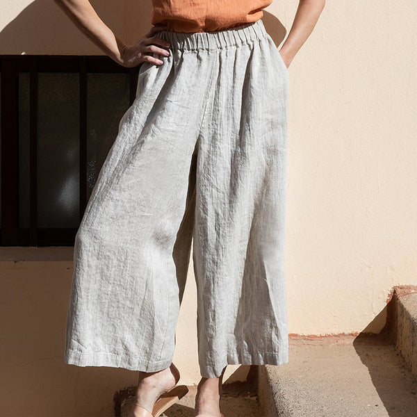 Natural Linen Wide Leg Pants Women's Casual Pants!  Casual Fashion 2306