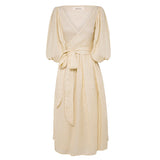 Puffy Sleeves Natural Ramie Linen Casual Pleated Dress!  Comfortable Linen Basic Dress loungewear 2305