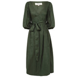 Puffy Sleeves Natural Ramie Linen Casual Pleated Dress!  Comfortable Linen Basic Dress loungewear 2305