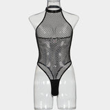 Fishnet Mesh! Sexy Lingerie Halter Teddy 1-piece Lingerie Set, Sexy Lingerie Underwear