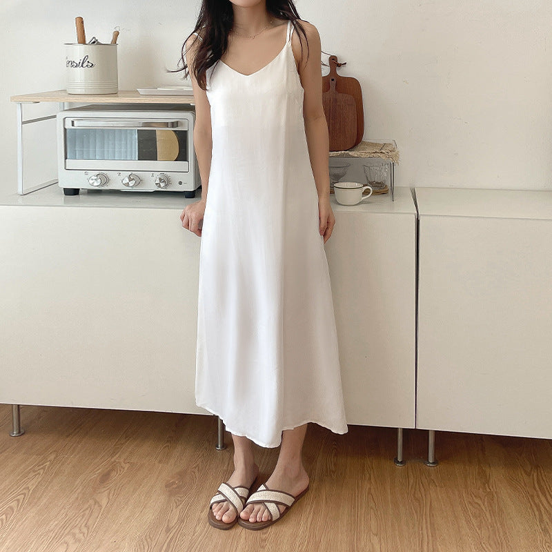 Cupro Silk Casual Basic Slip Long Home Dress!  Comfortable Basic Dress Silk loungewear 2305