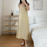 Cupro Silk Casual Basic Slip Long Home Dress!  Comfortable Basic Dress Silk loungewear 2305