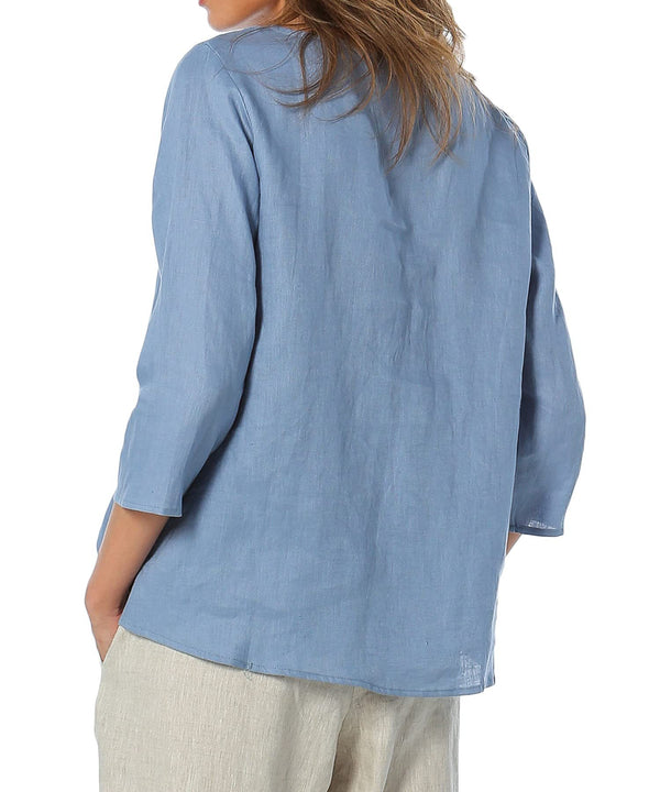Plus Size Casual Pure Natural Linen Shirt Top Minimal Basic Style Women's Top Shirt! Casual Home Fashion 2305