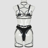 Bondage Art Harness ! Sexy Lingerie Bra Panty and Garter 3-Piece Matching Set, Sexy Lingerie Underwear