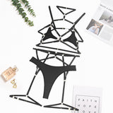 Bondage Art Harness ! Sexy Lingerie Bra Panty and Garter 3-Piece Matching Set, Sexy Lingerie Underwear