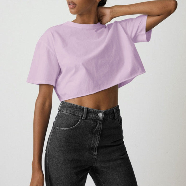 Loose Fitting American Style Loose Fitting Crop Tee Shirt Top ! Casual Home Wear Top Cyber Fashion 2305