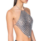 Diamond Shaped Crop Halter Tops Bra , Sexy Body Jewelry, Beads Top, Hot ClubWear