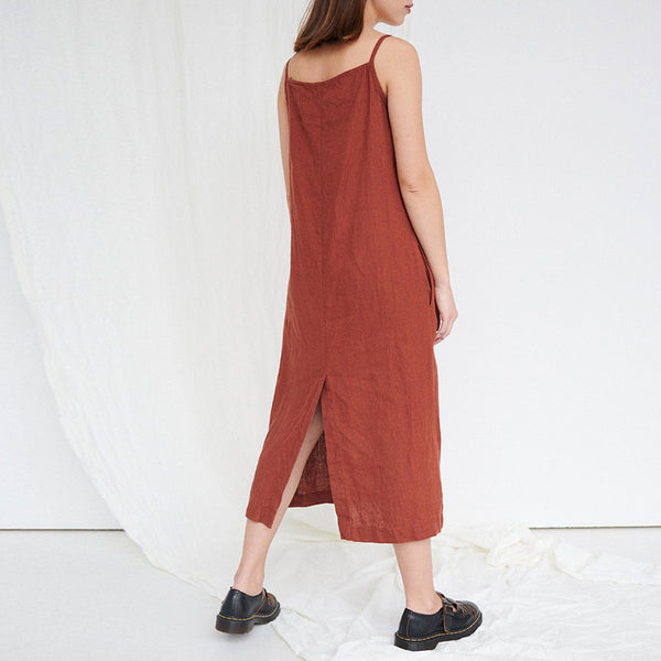 French Style Minimal Solid Color Linen-Cotton Dress!  Comfortable Home Dress loungewear 2305