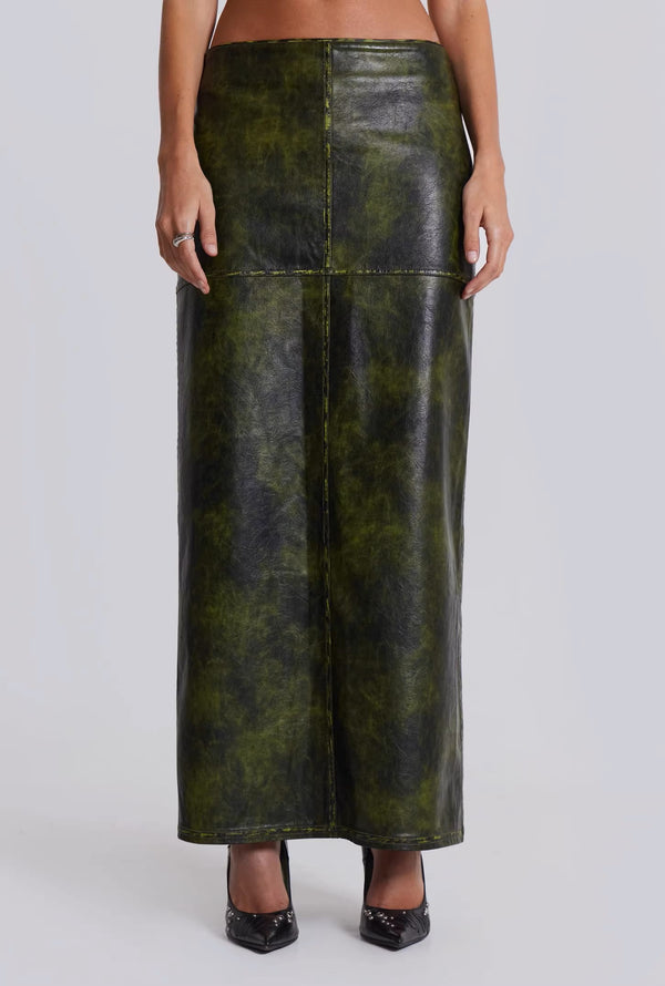 Green Laced Up Leather Long Skirt! Vegan Leather Bottoms, Women Skirt, Femme Bottoms, Hot skirt 2312