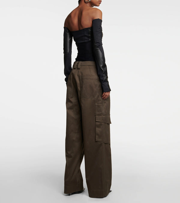 Normcore Army Green Overalls Wide-leg Pants! Hot High Waisted Pants with Corset Femme Bottoms Pants