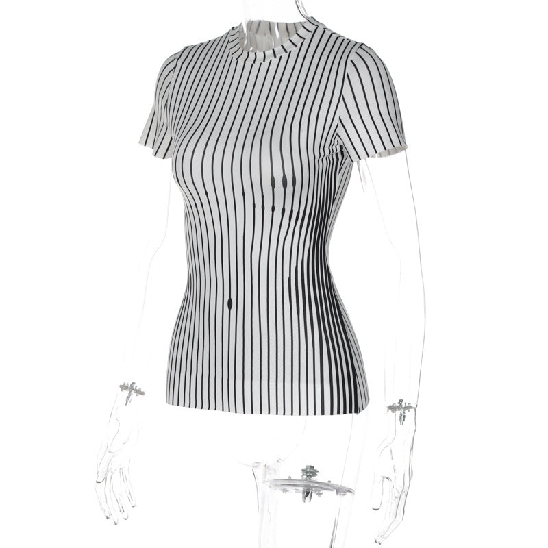 Funny Tits!  Striped Shirt Top  Sexy Tee Top Celebrity Fashion 2308