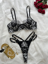 BW Blossom! Sexy Embroidery Lingerie Bra Top and Panty 2-Piece Matching Set, Sexy Lingerie Underwear