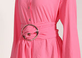 Oversized Designer Chic Style Waist Ribbon Shirt Dress! Women's Fashion  Dress 2307