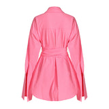 Oversized Designer Chic Style Waist Ribbon Shirt Dress! Women's Fashion  Dress 2307