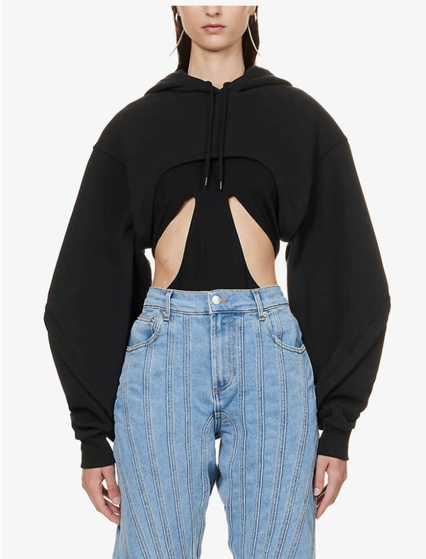Sexy Crop Hooded Sweatshirt Hoodie with Removable Sleeves! Sexy Cool Streetwear Celebrity Fashion 2308