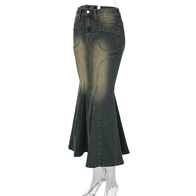 Mermaid's Retro Style Distressed Denim Jeans Long skirt! Skirt Jeans, Denim, Bottoms, Women Jeans, Femme Bottoms