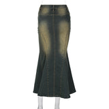 Mermaid's Retro Style Distressed Denim Jeans Long skirt! Skirt Jeans, Denim, Bottoms, Women Jeans, Femme Bottoms