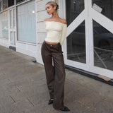 Long Sleeve Solid Color Show the Shoulder! Crop Tee Top  Sexy Tee Top Celebrity Fashion 2308