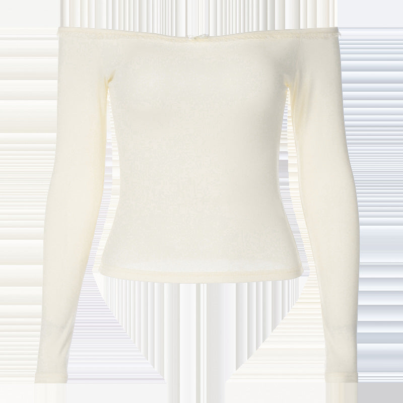 Long Sleeve Solid Color Show the Shoulder! Crop Tee Top  Sexy Tee Top Celebrity Fashion 2308