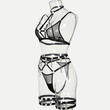 Silver Chains Tassels! Sexy Lingerie Bra Panty and Garter 3-Piece Matching Set, Sexy Lingerie Underwear