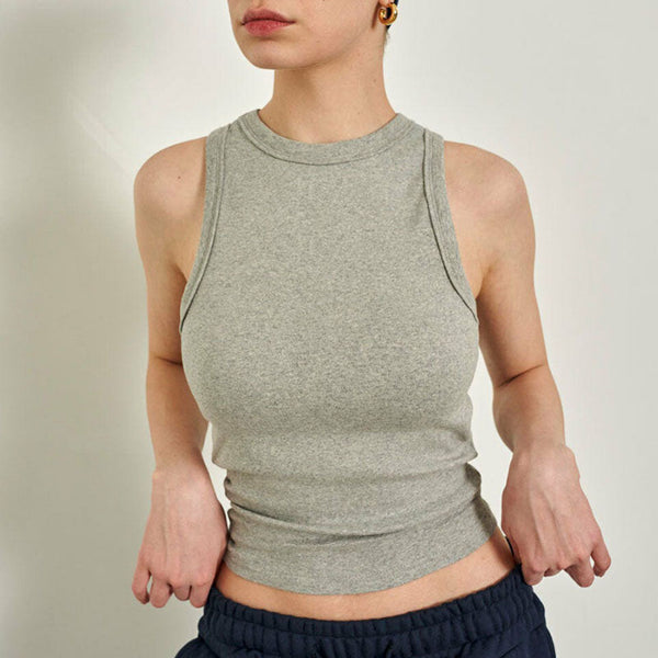 Active Style Basic Stretch Tank Top Minimal Basic Normcore Style Women's Vest Ribbed Top Shirt!  Yoga Fashion 2305