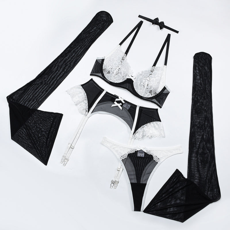 House Maid's Dress Black and Whitel ! Sexy Lingerie Bra Panty and Garter 3-Piece Matching Set, Sexy Lingerie Underwear