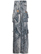 Heavily Ripped Printed Overalls Wide-leg Pants! Hot High Waisted  Denim Jeans Femme Bottoms Pants