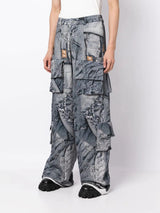 Heavily Ripped Printed Overalls Wide-leg Pants! Hot High Waisted  Denim Jeans Femme Bottoms Pants