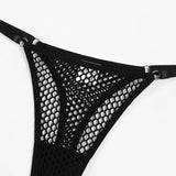 Backless Black Mesh! Sexy Lingerie Bra Panty and Garter Skirt 3-Piece Matching Set, Sexy Lingerie Underwear