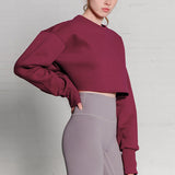 Loose Fitting Long Sleeve Active style Crop Sweatshirt Top ! Casual Home Wear Top Cyber Fashion 2305