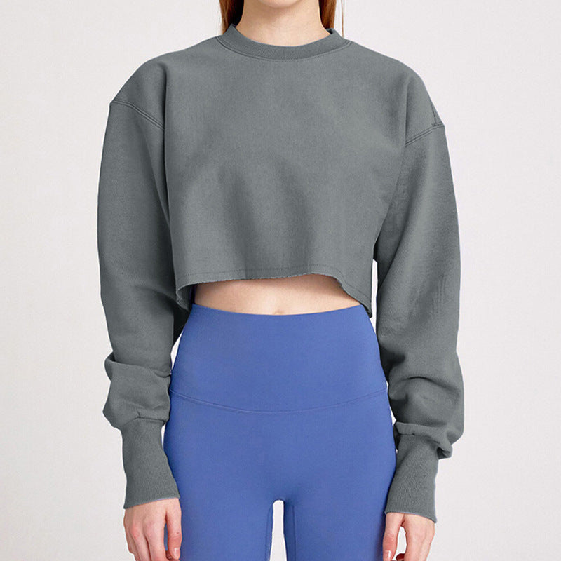 Loose Fitting Long Sleeve Active style Crop Sweatshirt Top ! Casual Home Wear Top Cyber Fashion 2305