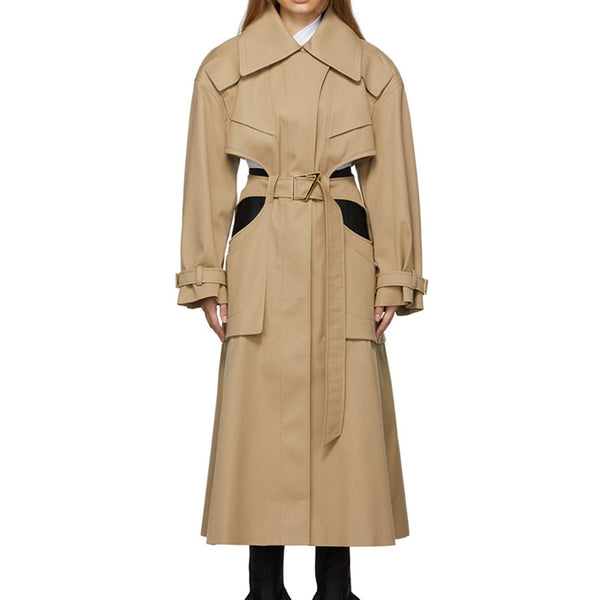 Cut Out Designer style Trench Coat! Chic Fall Winter Overcoat Wind Coat 2308