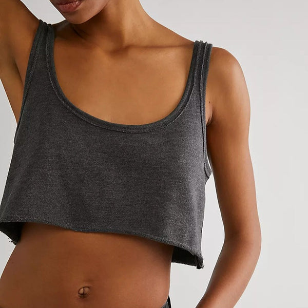 Active Style Ripped Crop Tank Top Minimal Style Women's Vest Ribbed Top Shirt!  Yoga Fashion 2305