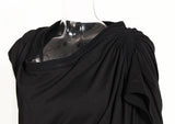 Designer Chic Style Ruffled Asymmetric Midi Black Dress! Women's Fashion  Dress 2306