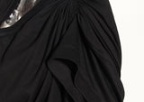 Designer Chic Style Ruffled Asymmetric Midi Black Dress! Women's Fashion  Dress 2306