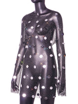 Metal Polka Dots Blingbling Fishnet Dress with Shining Rhinestones , Bikini Cover Up Dress