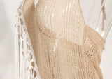 Boho Fringed See-through Knitted Beach Sweater Dress! Sexy Bikini Cover Dress Knitwear Celebrity Fashion 2207