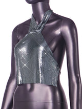 Metal Shine Turtle Neck Hand Crafted Backless Metallic Top! Sexy Hot ClubWear 2306