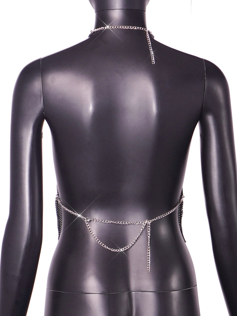 Metal Shine Turtle Neck Hand Crafted Backless Metallic Top! Sexy Hot ClubWear 2306