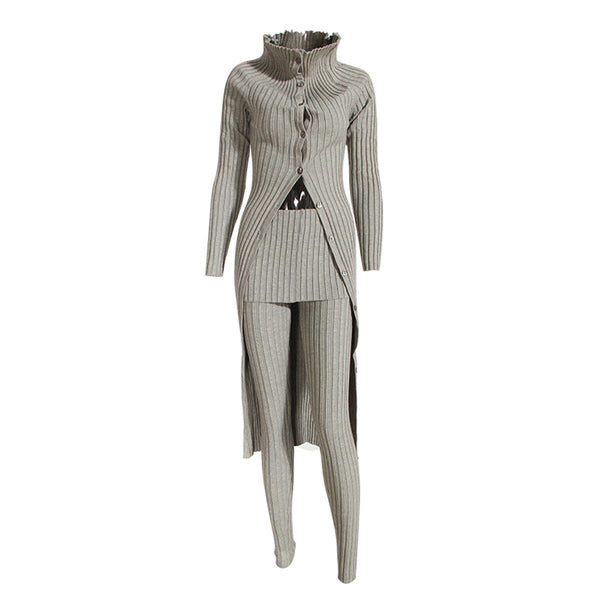 Sweater Top and Pants 2-Piece Indie Designer Knitted Sweater Dress! Slim Fitting Knitwear Celebrity Fashion 2312