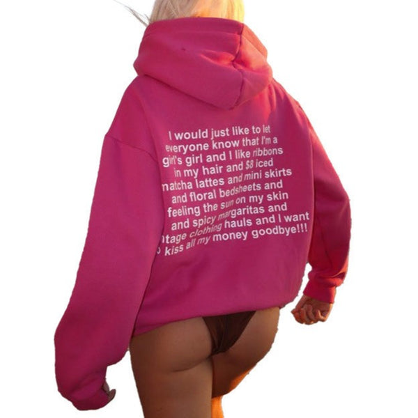 "I would just like to let everyone know I'm a girl's girl and I like ribbons ..." Loose Fitting Long Sleeve  Sweatshirt Top !