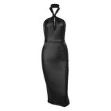 Sexy PU Vegan Leather Halter Dress! Sexy NightClub Dress fashion 2311