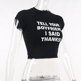 Tell Your Boyfriend I Said Thanks! Crop Tee Top  Sexy Tee Top Celebrity Fashion 2308